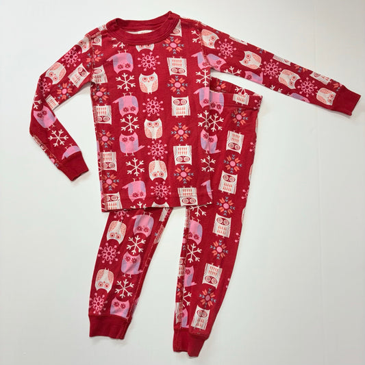 Seller 189 Girls 4 (100cm) Hanna Andersson Red Owl Long John Pajamas EUC