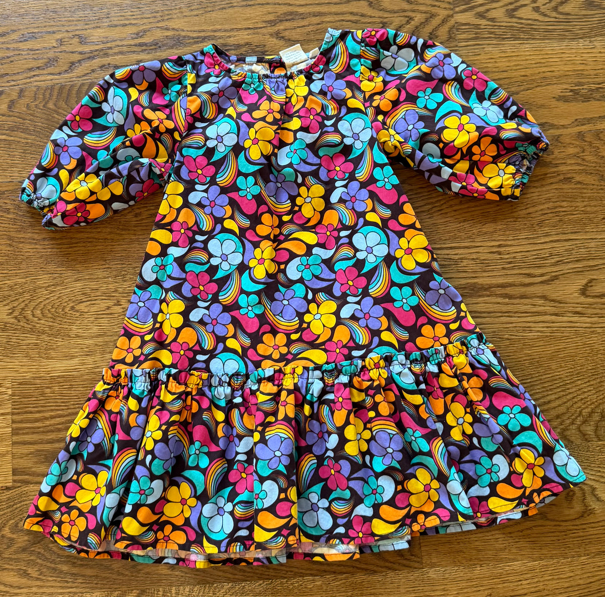 53 - Girls 5/6 Little Bird Multi-Color Flower Dress