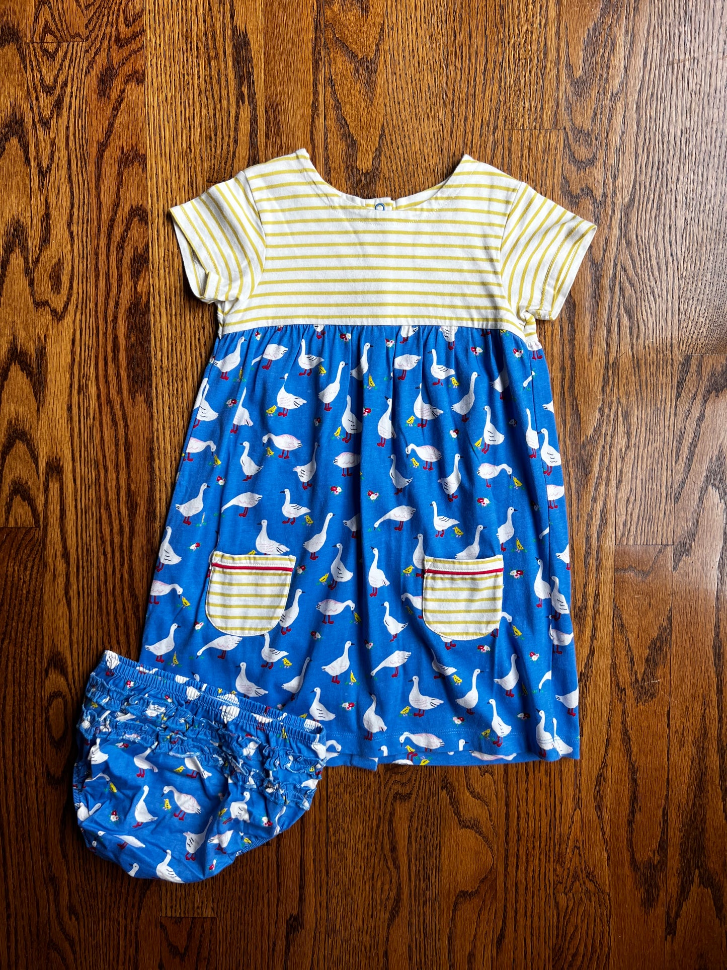 Seller #115 - Boden Girls 3-4Y Yellow & White Striped Goose Tunic Dress + Bloomers, EUC