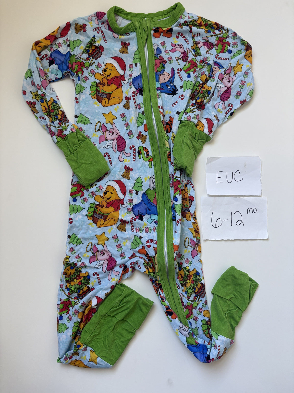 #138 - 6-12 Mo (fits more like 12-18 mo) EUC Bamboo Pooh Zippy - 3BB