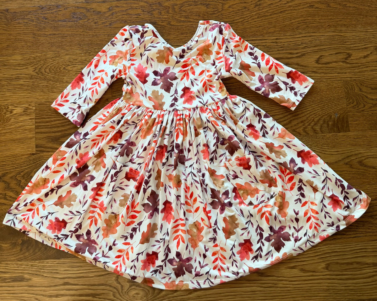 53 - Girls 5/6 Mila & Rose Fall /Leaves Twirl Dress with Pockets