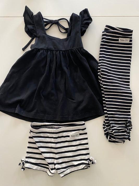 #117, Girls 2T, Madison Grace black tunic 3 pc set, VGUC