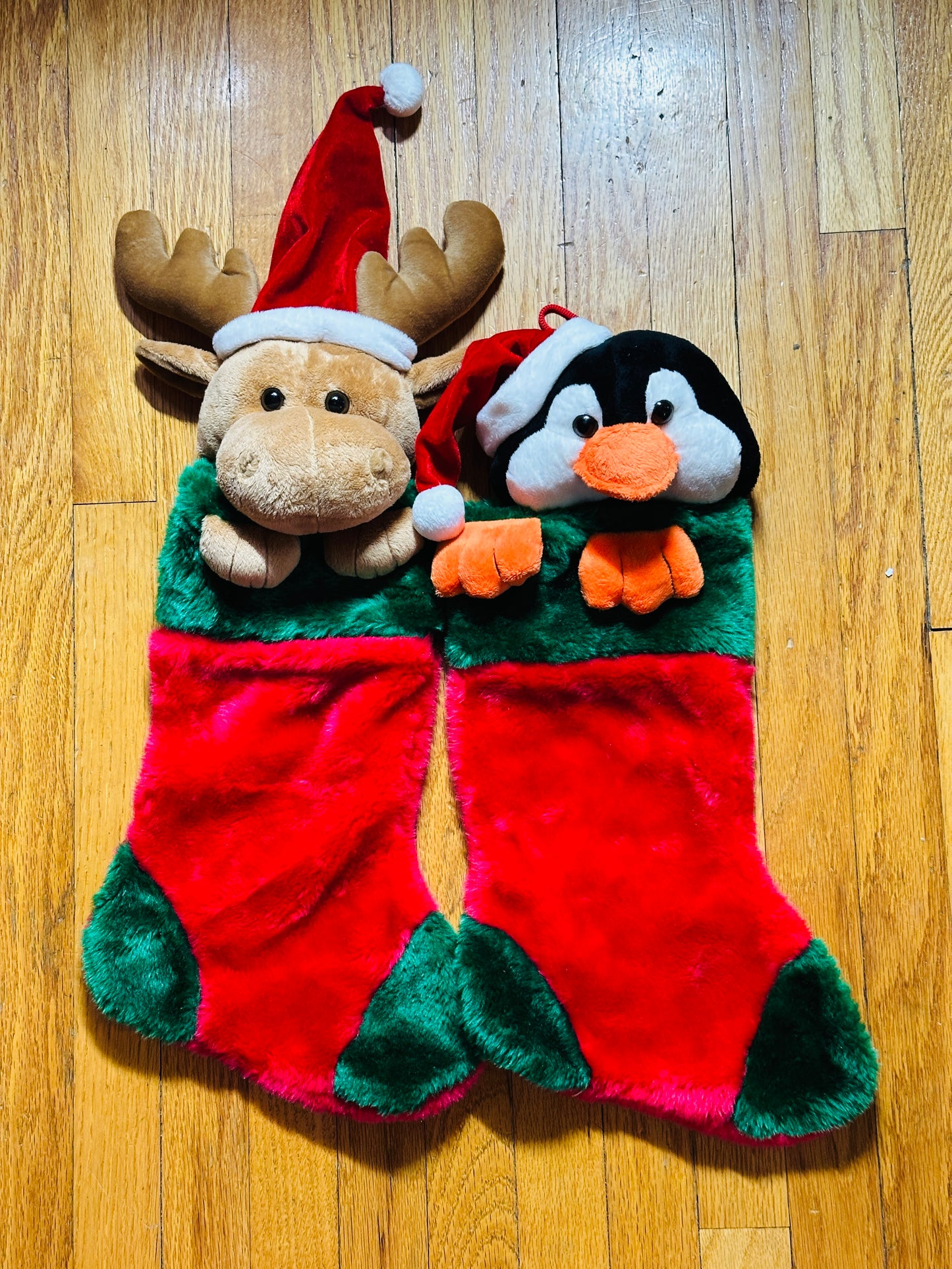 #186 Penguin & Moose Plush Stockings