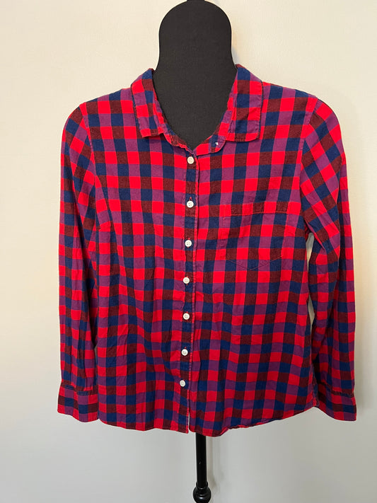 Women’s Medium JCrew button up Shirt - GUC - red and blue plaid