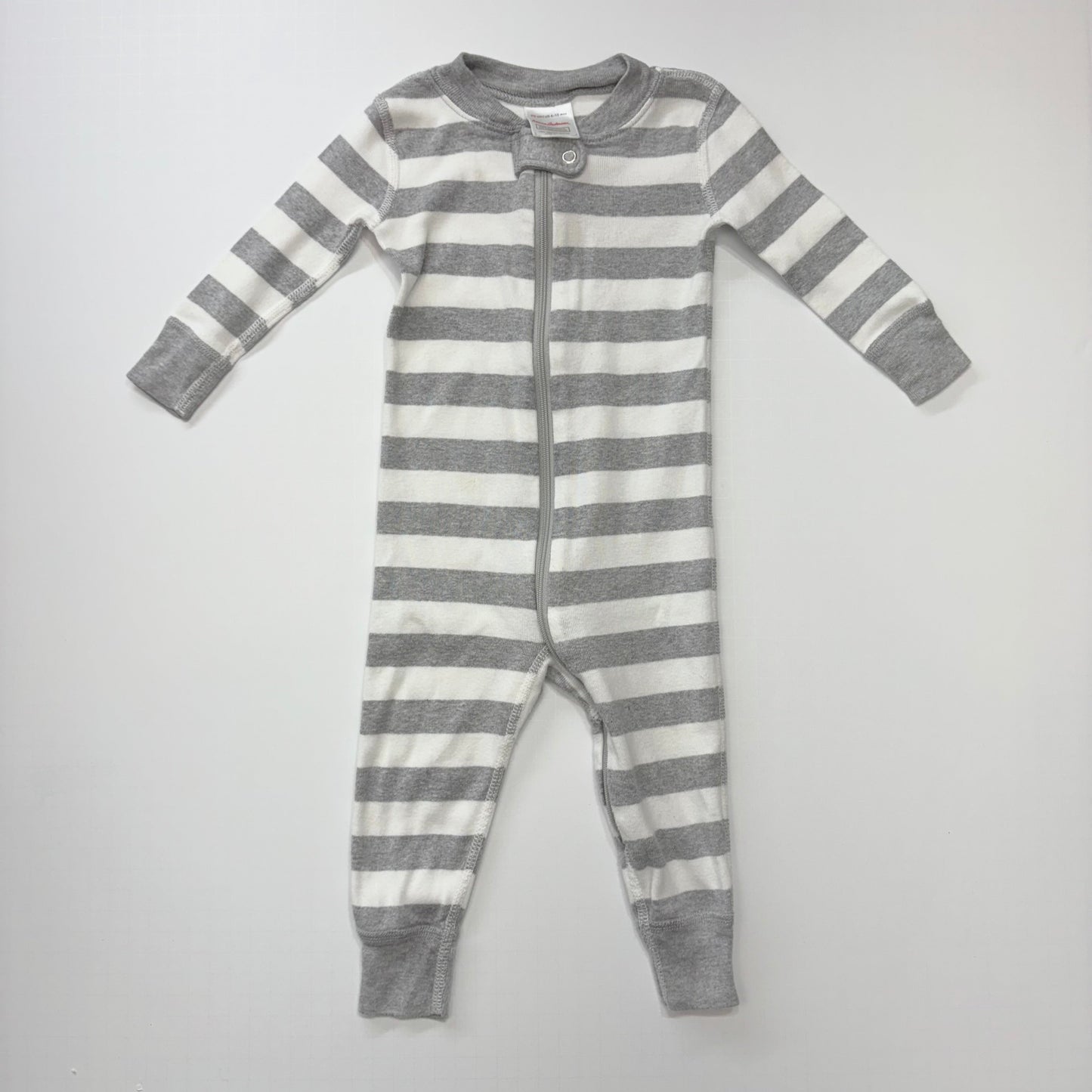 Seller 189 6-12m (70cm) Hanna Andersson Zip Sleeper - Gray/White Stripes GUC