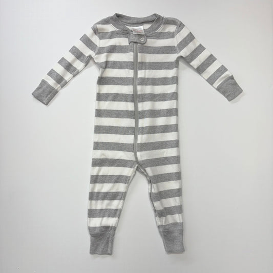 Seller 189 6-12m (70cm) Hanna Andersson Zip Sleeper - Gray/White Stripes GUC
