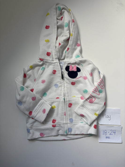 #138 - 18-24 Mo - Gap Minnie Zip Up Sweatshirt (some stains on end of cuff)