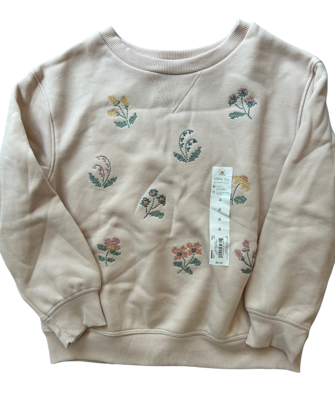 Seller #134 Little Co Embroidered Floral Sweatshirt Girls 4T