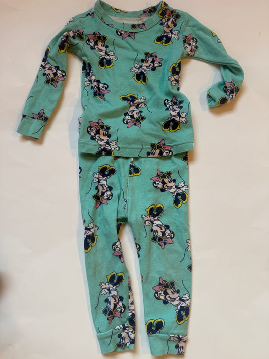 #170 Gap Minnie Mouse 2 piece long sleeve PJs girls 12-18 months