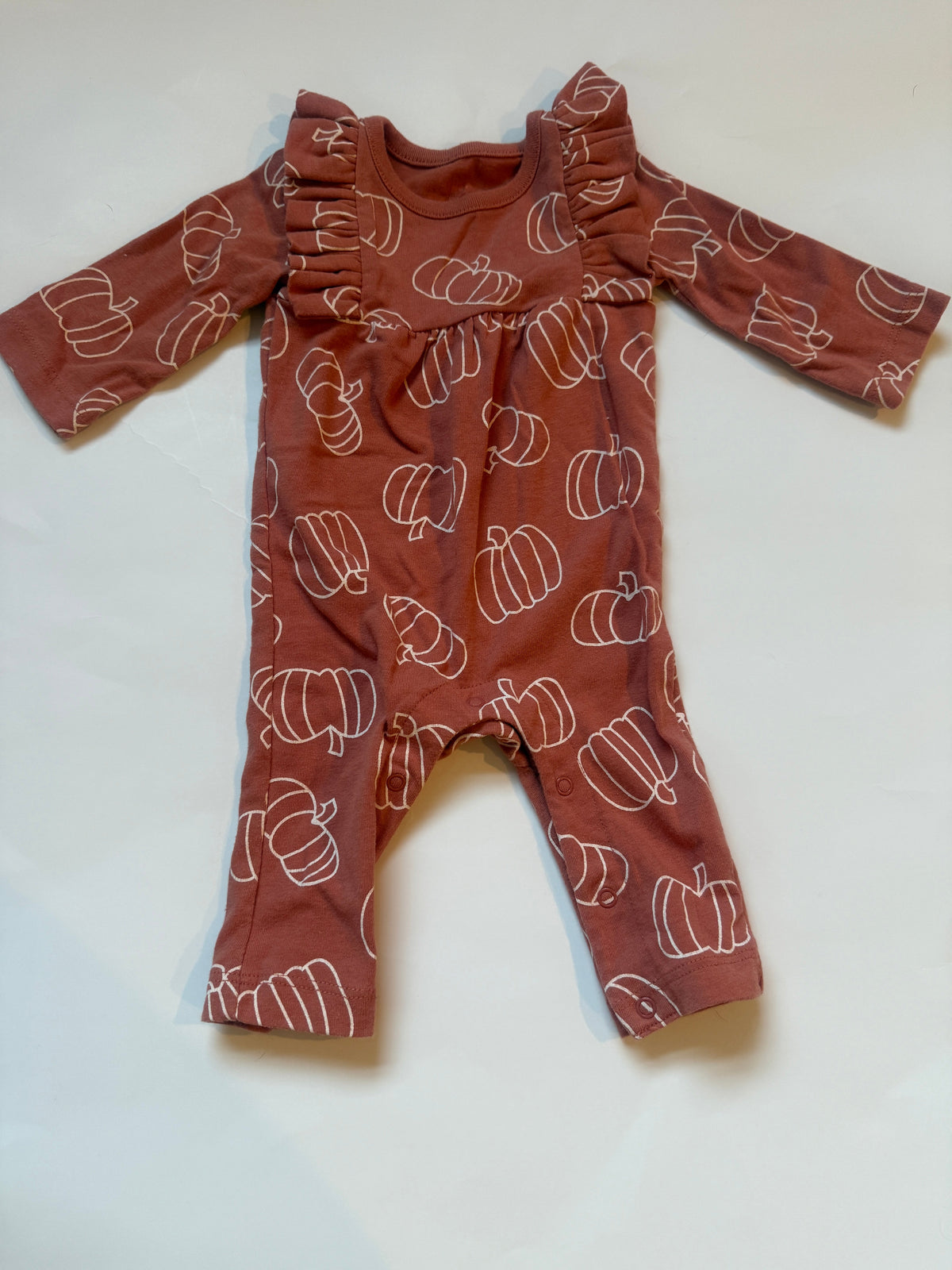 #170 Cat and Jack pumpkin and frills pumpkin jumpsuit girls newborn