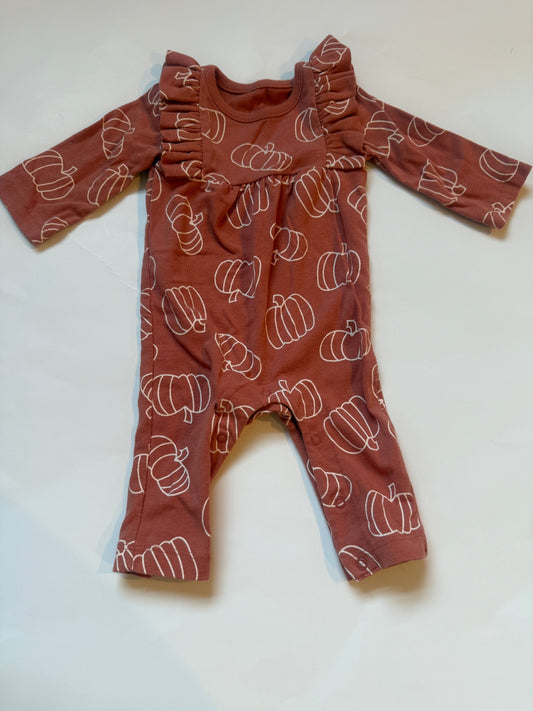 #170 Cat and Jack pumpkin and frills pumpkin jumpsuit girls newborn