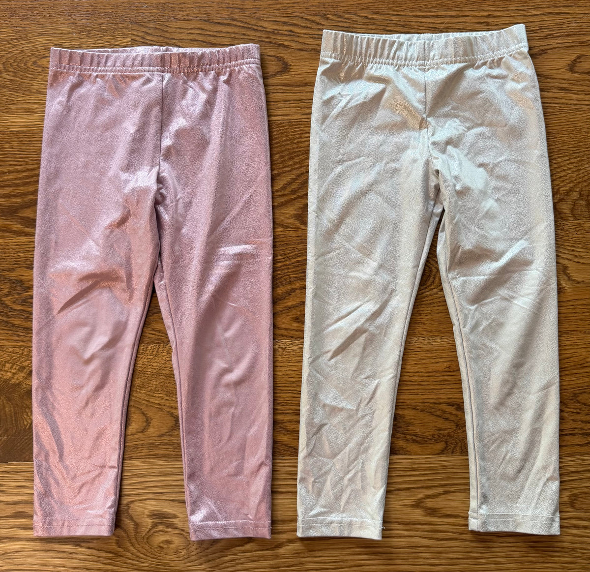 53 - Girls 5 Carter’s Shimmer Pink and Shimmer Silver Legging Bundle