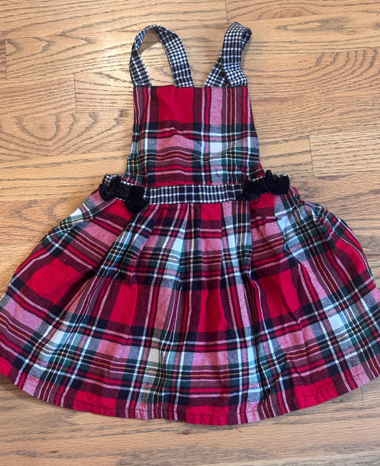 #198- Girls, Wondernation, Red & Black Plaid Holiday Jumper- Size 5