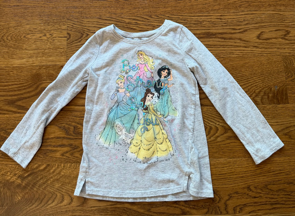 53 - Girls 5 Disney Princess Gray Long Sleeve Shirt