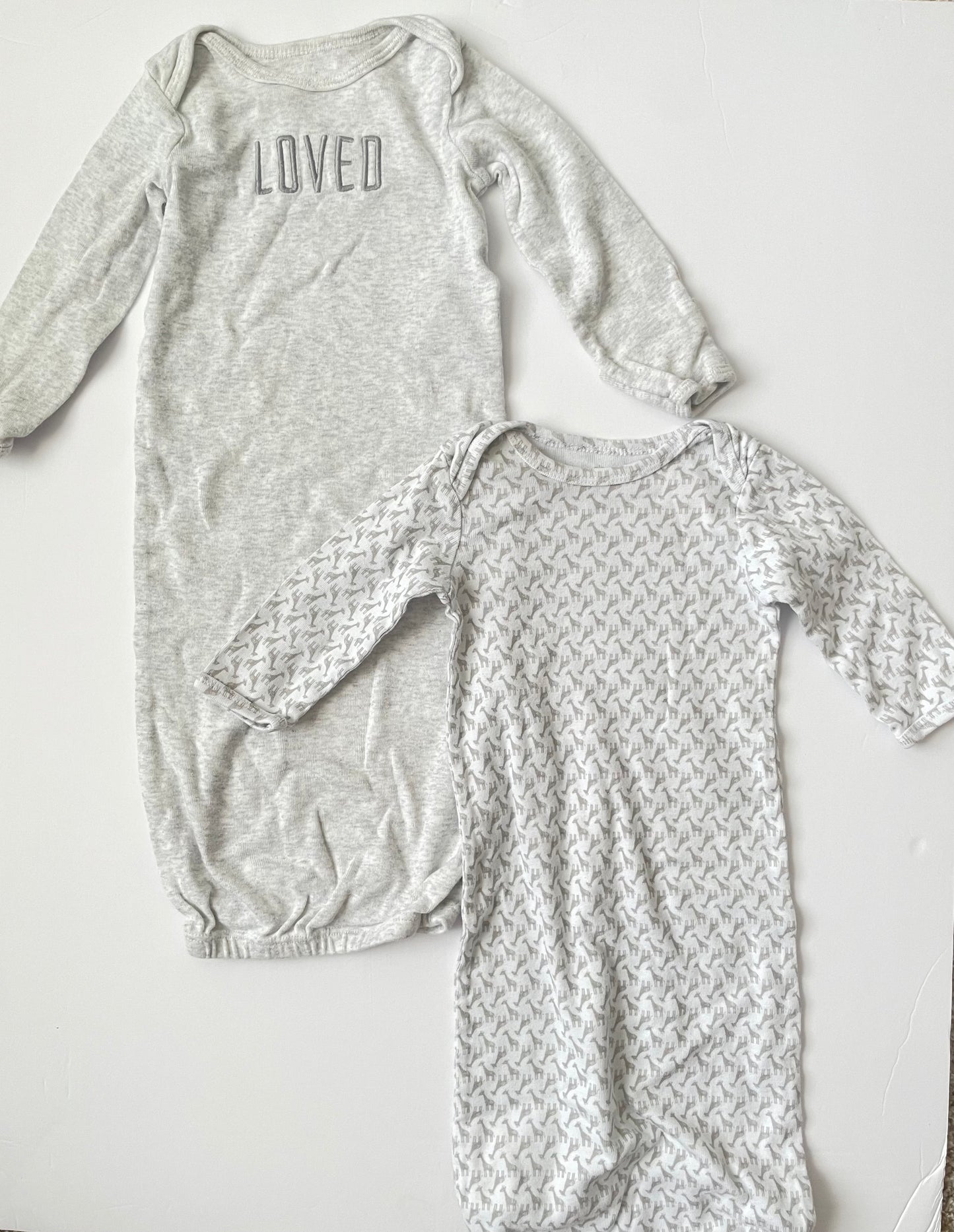 #3 Carters gray sleep gowns gender neutral size NB