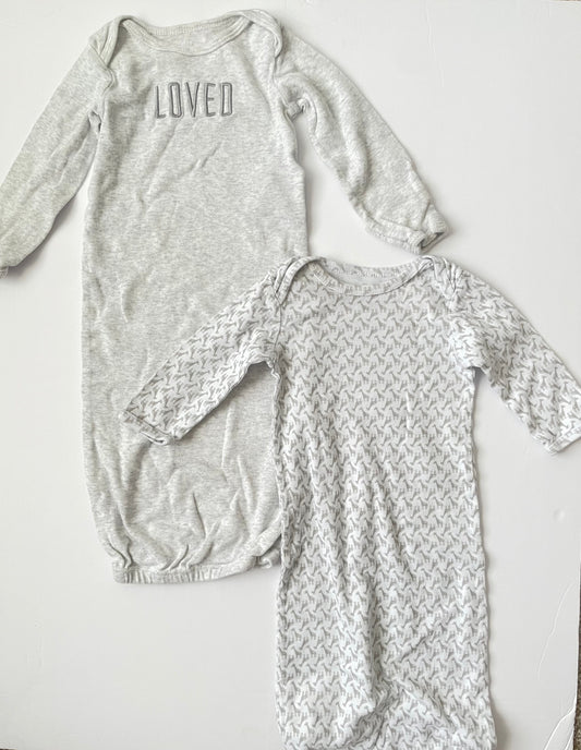 #3 Carters gray sleep gowns gender neutral size NB