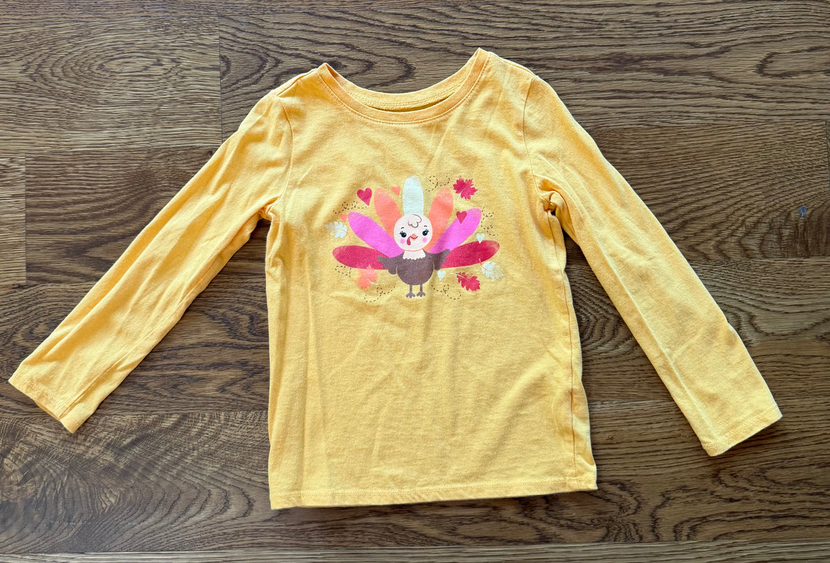 53 - Girls 5T The Children’s Place Thanksgiving/Turkey Long Sleeve Yellow Shirt
