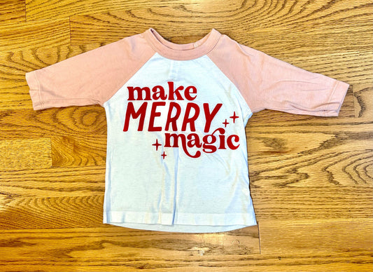 #198- Girls, Boutique, “Make Merry Magic” Holiday T-Shirt- Size 2T