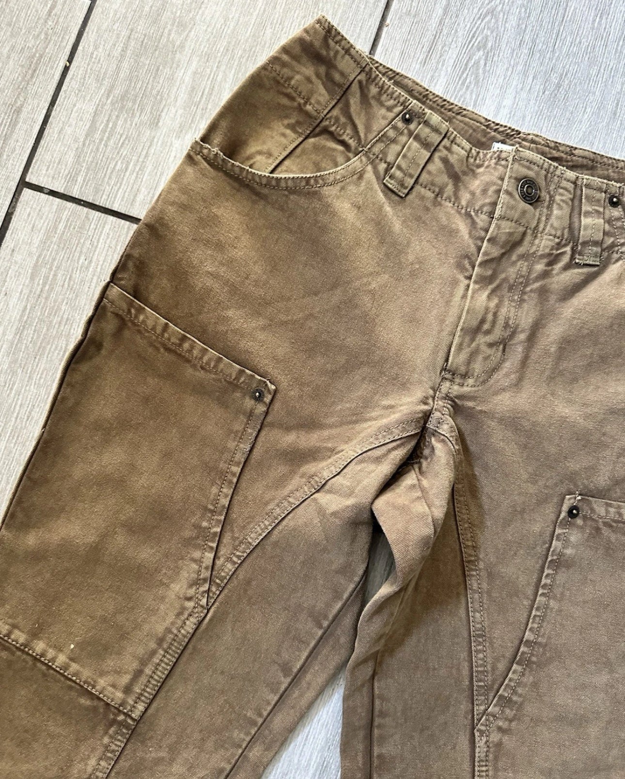 #111 Free People Supersonic Slim Pant Breen Brown Size 0 Womens Barrel Leg Modern