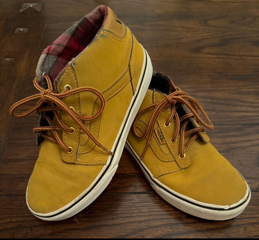 #180 Boys Shoe 2 Vans Mustard Yellow Suede Ankle Boots