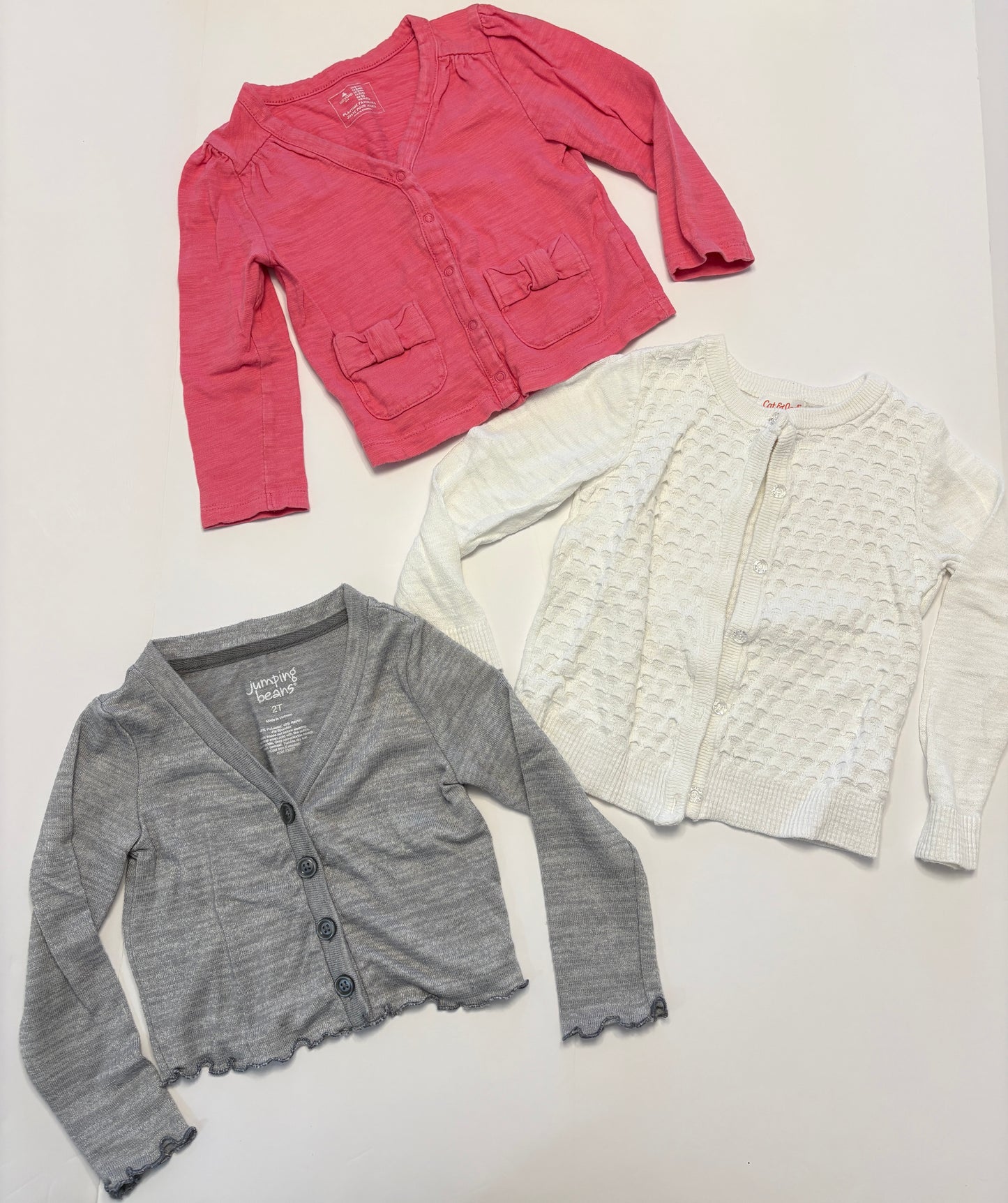 #121 Girls 2T set of three lightweight cardigans, Baby Gap, Cat&Jack, Jumping Beans, EUC/VGUC