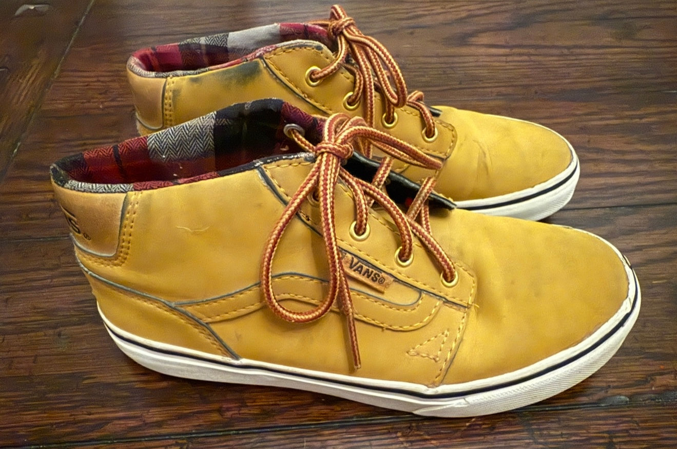 #180 Boys Shoe 2 Vans Mustard Yellow Suede Ankle Boots