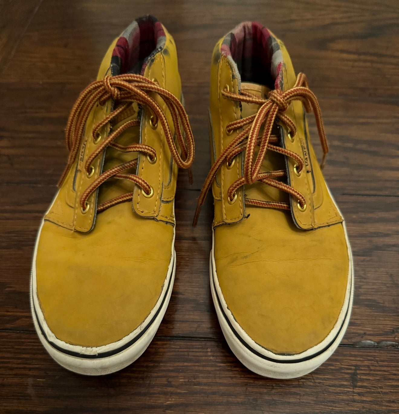 #180 Boys Shoe 2 Vans Mustard Yellow Suede Ankle Boots
