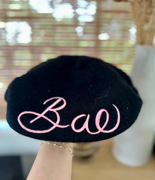 #198- Girls “Bae” Beret Hat- One size (not for babies/toddler)