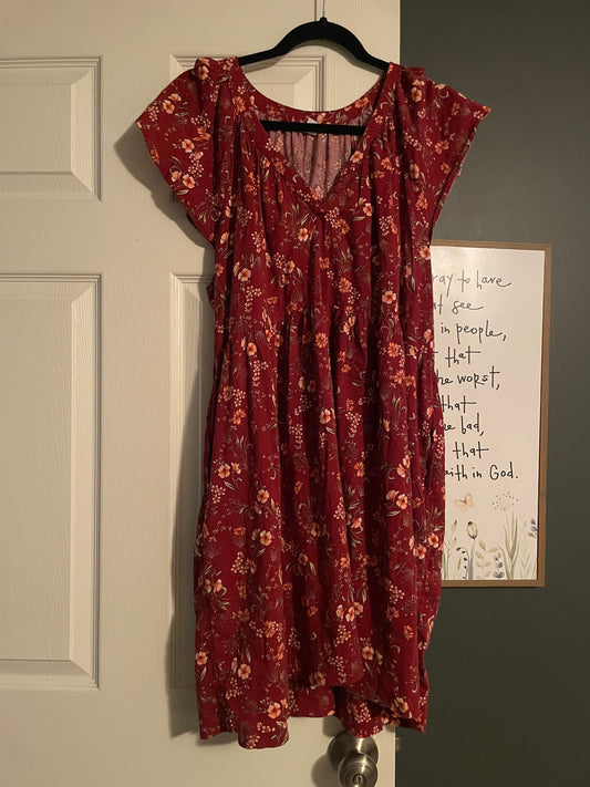 #3 old navy maroon floral dress women’s size L