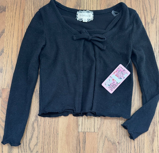 #198- Girls, Btween, Black Sweater with Bow, NWT- Size 6