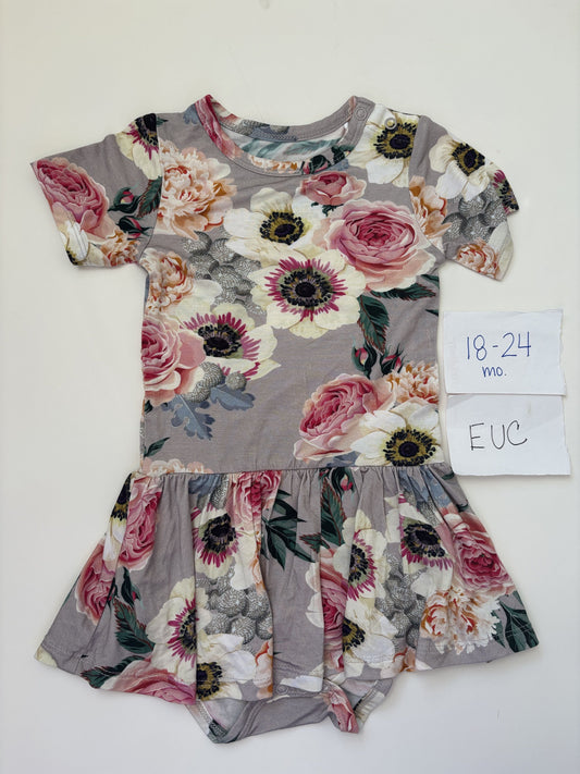 #77 - 18-24 Mo - EUC Posh Peanut - Grey Floral Dress