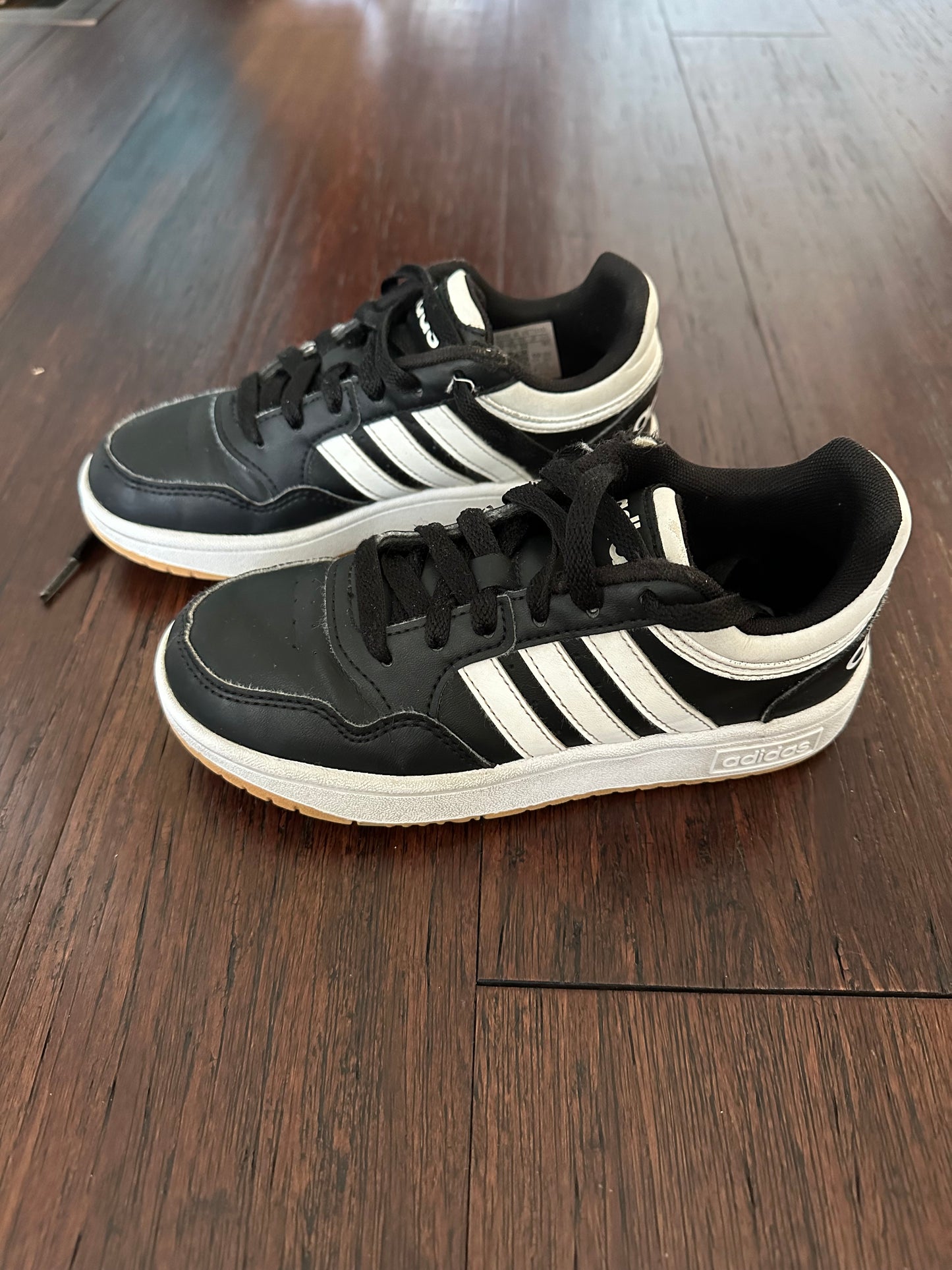 Adidas Hoops Sneaker, Black Leather, Boys 1, VGUC