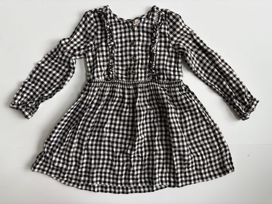 Seller #105 - 4T Girls Cat & Jack Black/White Plaid Dress GUC
