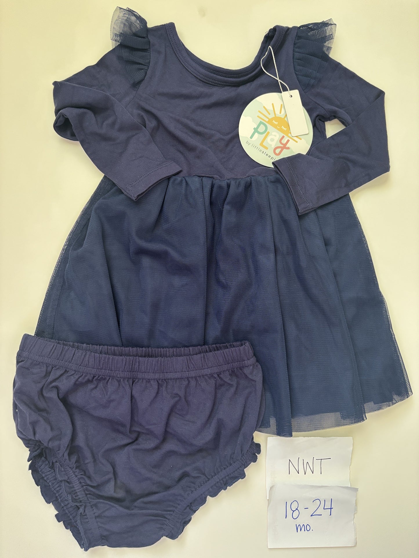#138 - 18-24 Mo - NWT Little Sleepies - Classic Navy LS Twirl Dress w/bloomers - PU 45236