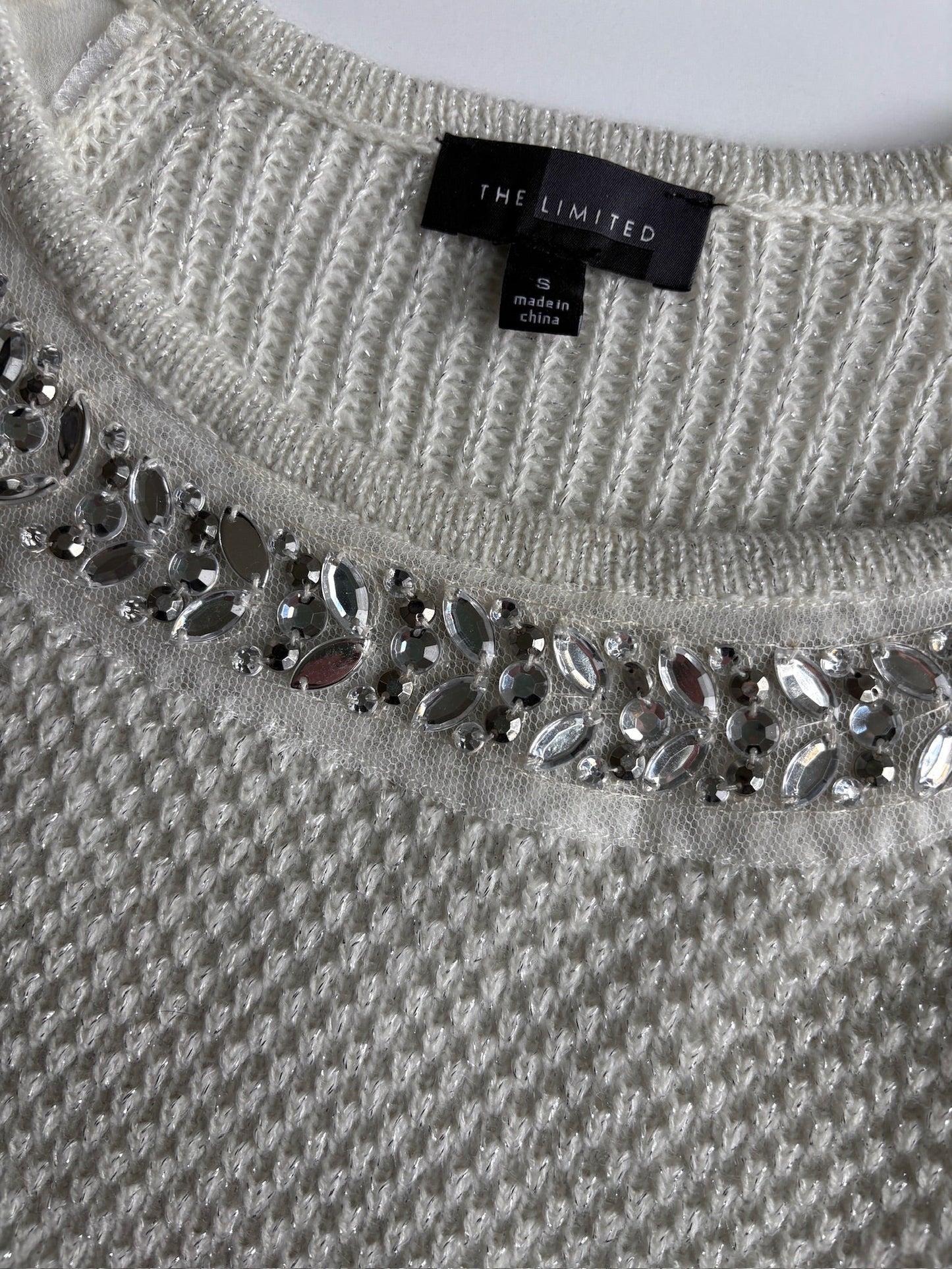 Seller #105 - Small Women's The Limited White Sparkle Sweater VGUC