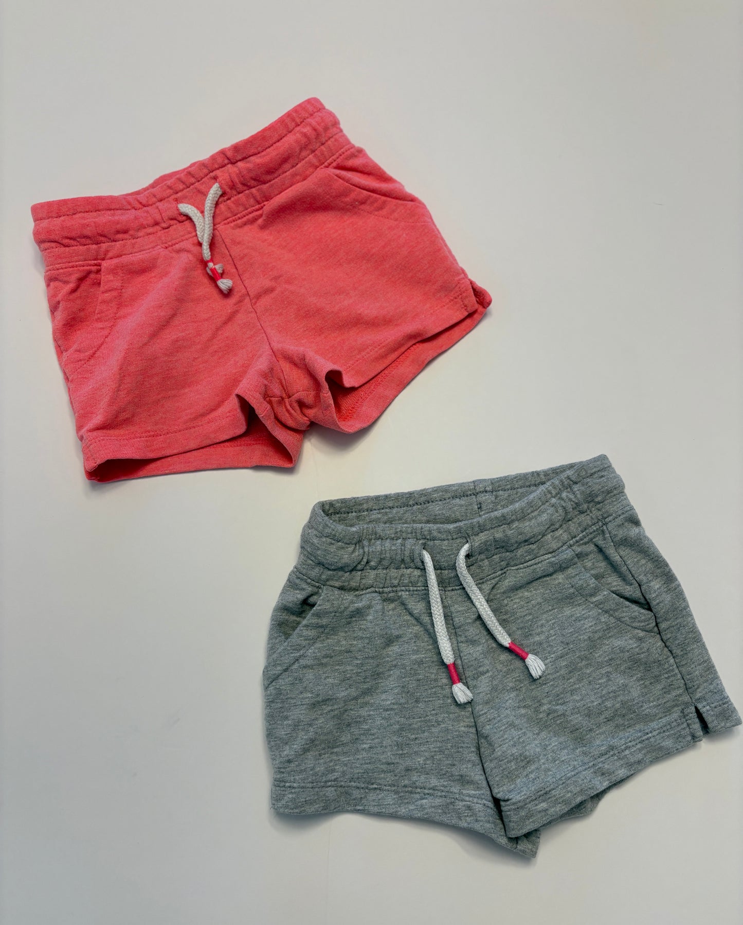 #121 Girls 3T Cat and Jack set of two cotton shorts, pink and gray, VGUC