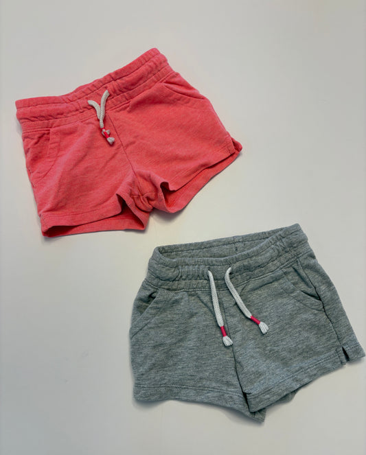 #121 Girls 3T Cat and Jack set of two cotton shorts, pink and gray, VGUC