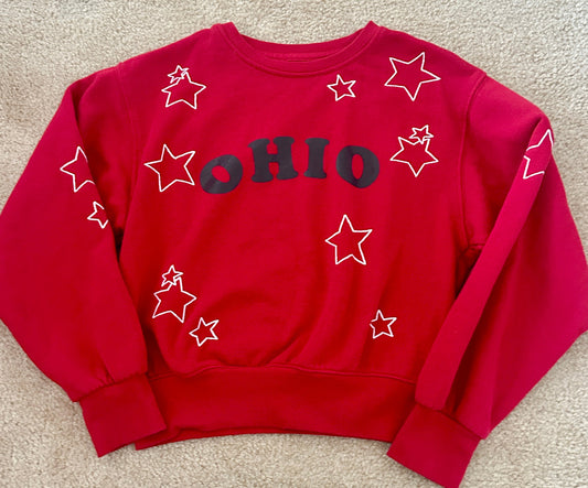 #15 *Reduced* Reflex (fits like Girls 10-12) Embroidered Stars Ohio Crewneck