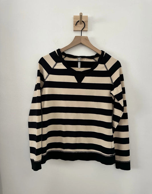 #111 Hanna Andersson Women’s Striped Pullover Sweater Cream & Black Small