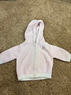 #47 girls 3mo carters jacket, pink and white