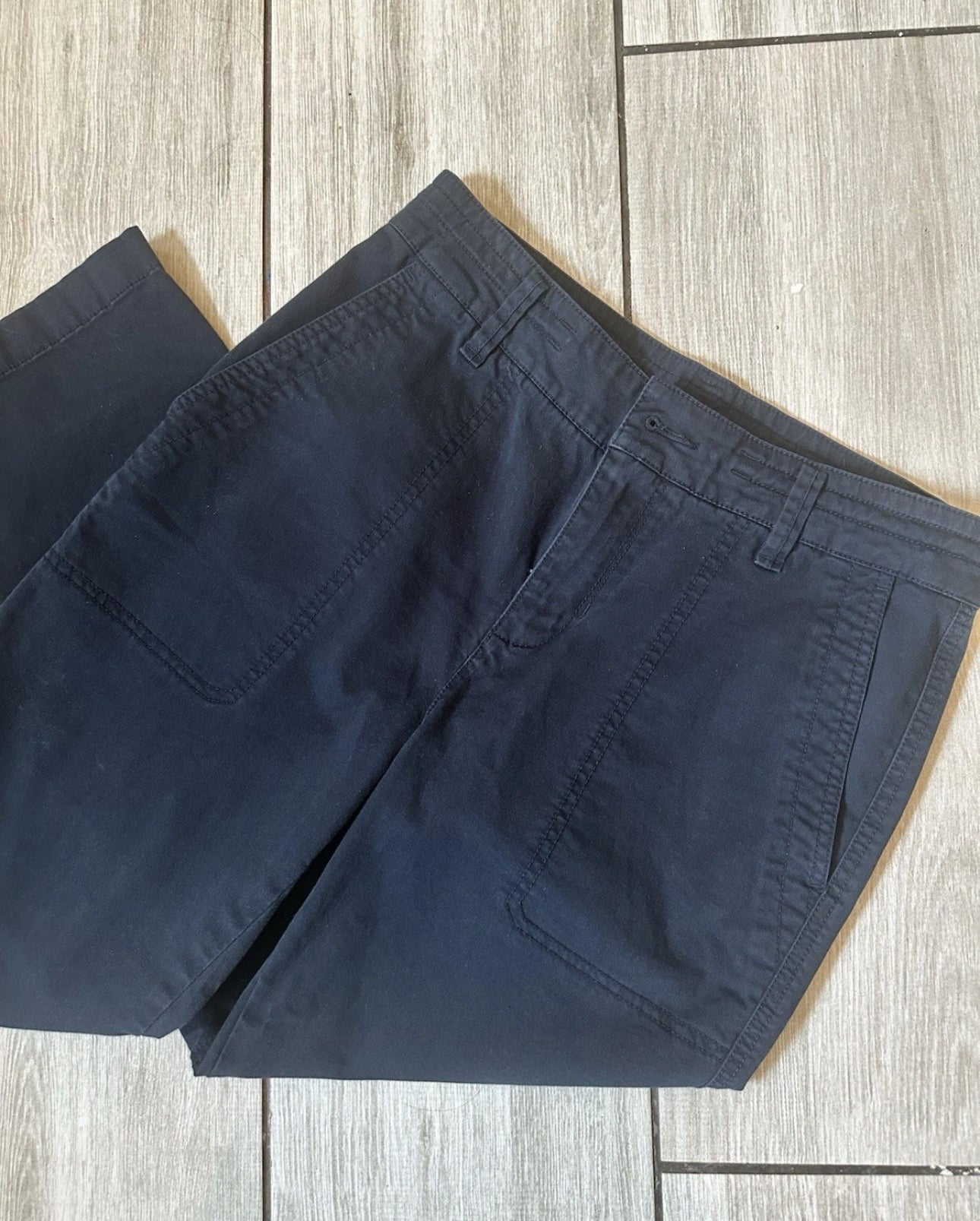 #111 VINCE Utility Ankle Pants Womens Sz 6 Washed Navy Chino Trouser Cotton Preppy