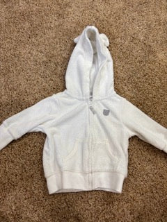 #47 girls 3mo carters white Terry cloth jacket