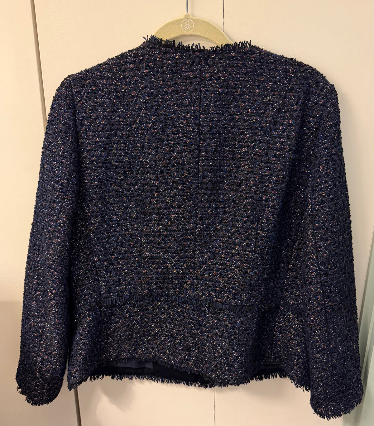 53 - Women’s 12 Ann Taylor Suit Jacket Navy with Gold Shimmer Thread -  Very Dressy in Person!