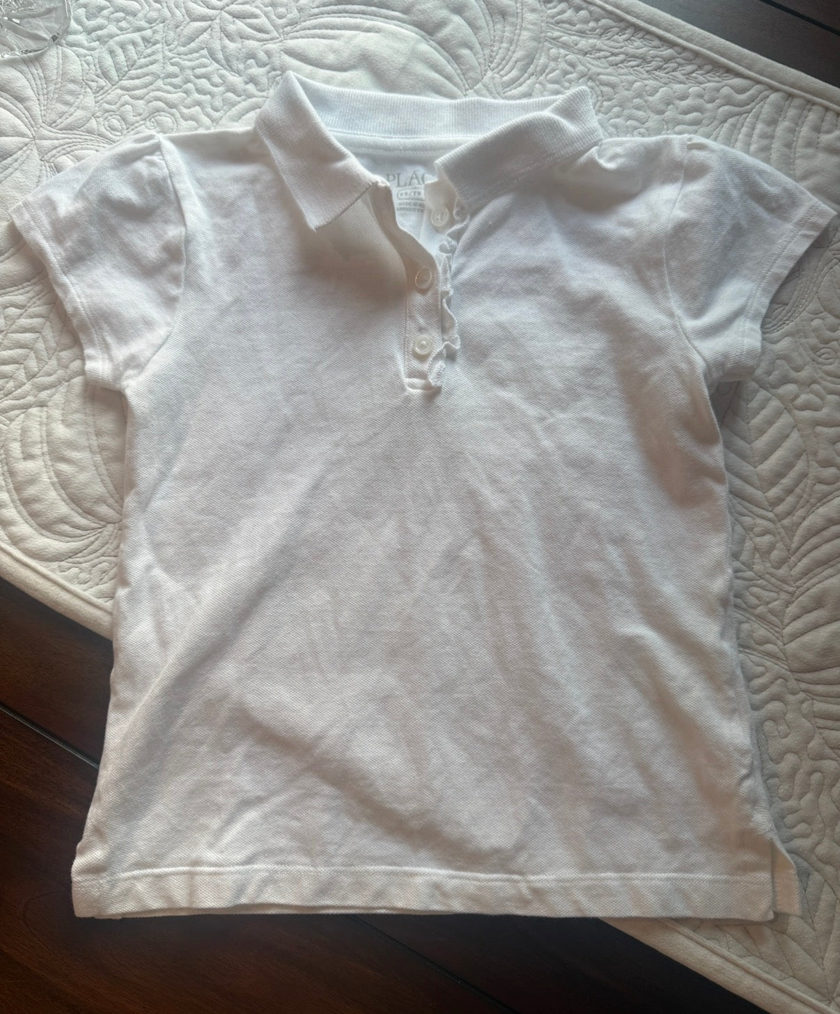 #51 Children’s Place Girls 4T White Polo with Ruffle