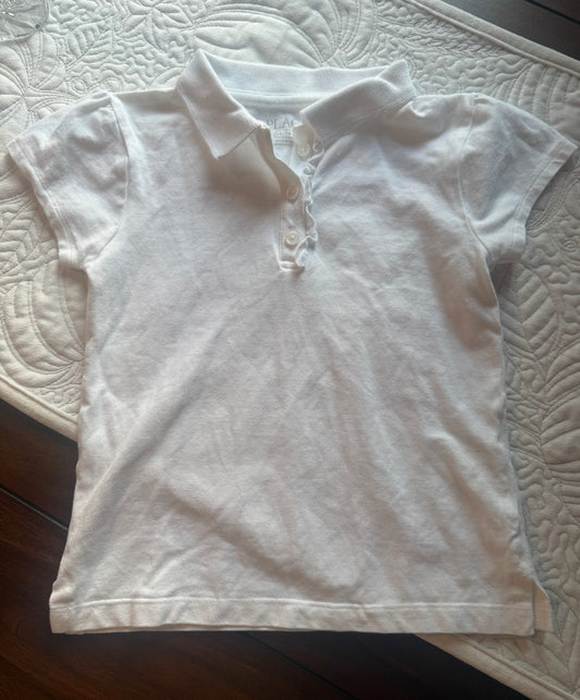 #51 Children’s Place Girls 4T White Polo with Ruffle