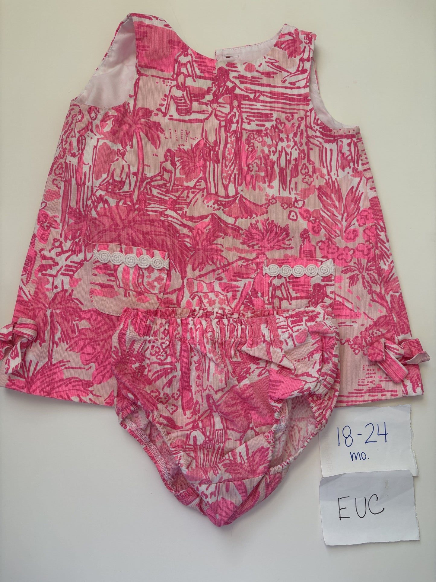 #77 - 18-24 Mo - EUC Lilly Pulitzer - Pink Shift Dress with Bummies