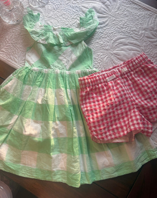 #51 REDUCED 3T Girls Cat & Jack Gingham Bundle Shorts and Dress