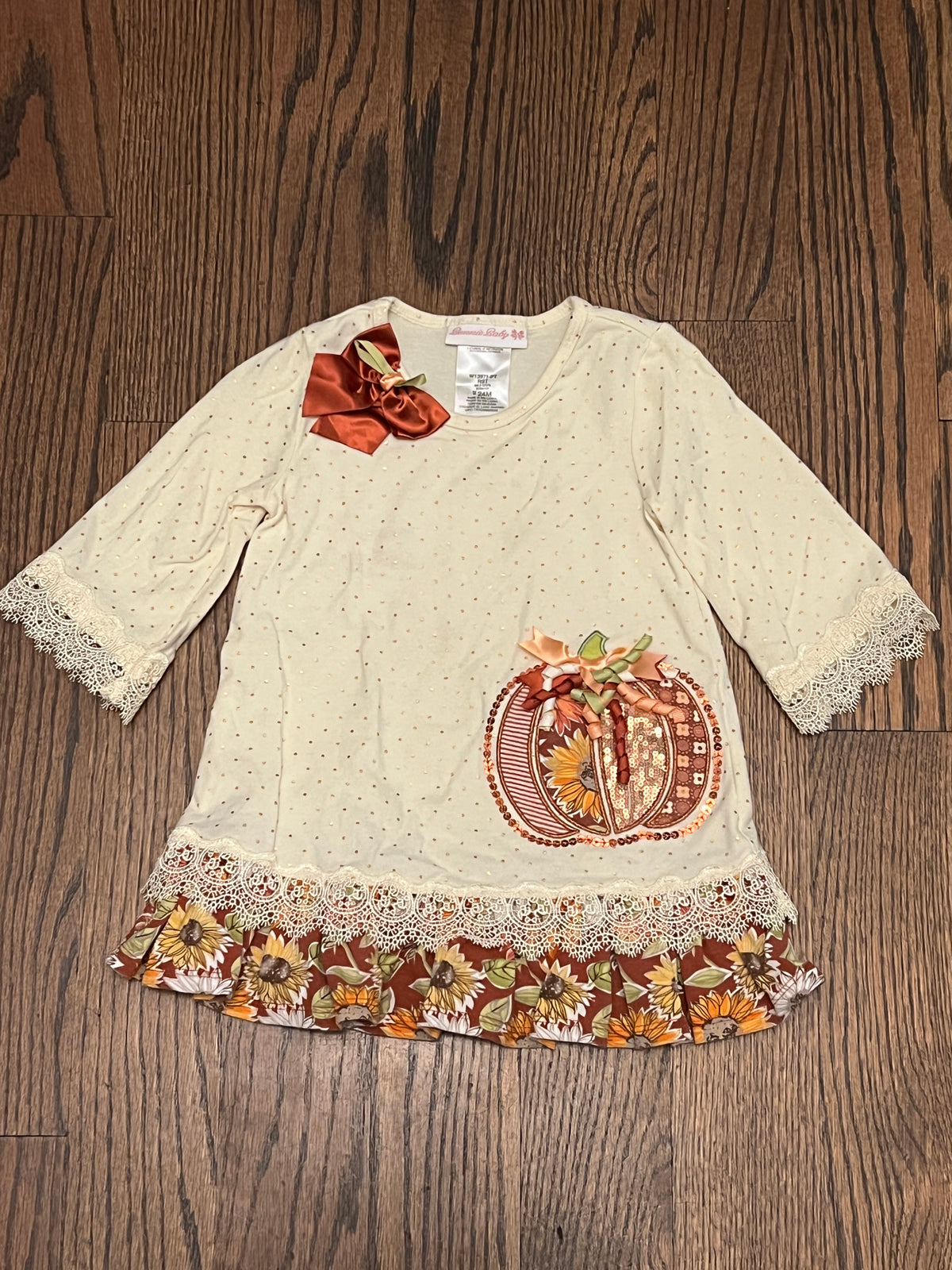 #90 Girls pumpkin fall dress, 24 mos