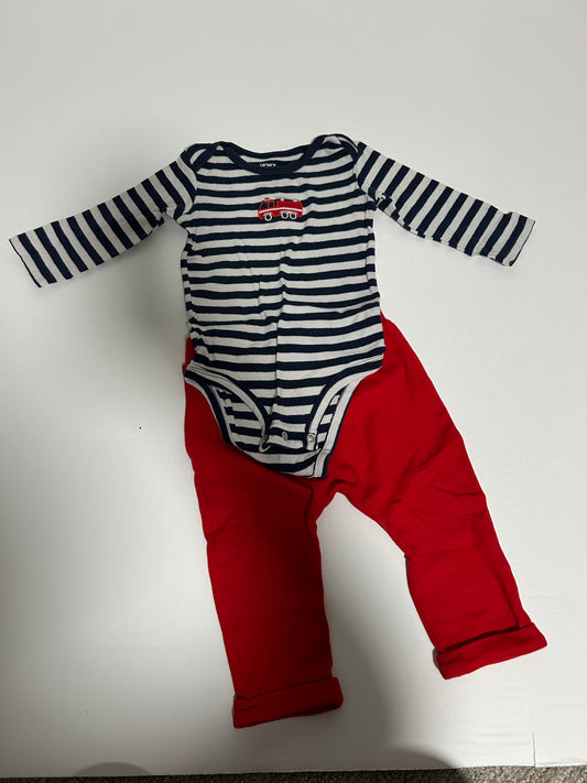 #27 Boys 6-9 months Carters firetruck outfit