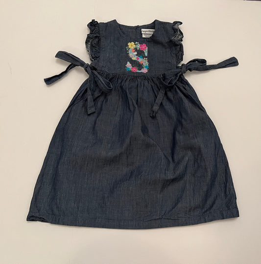 Boutique Denim Dress with Floral Embroidered S Girls Size 2T